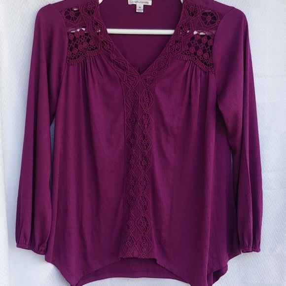 Peasants Women's Lace Top Long Sleeves in Purple size Medium - Picture 9 of 14